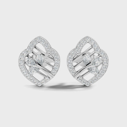 Pear and Round Lab Grown Diamond Halo Cluster Stud Earring