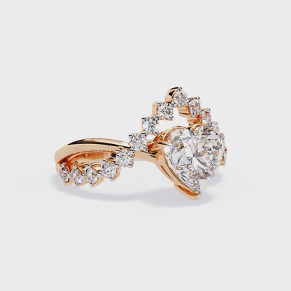 Solitaire 2.62Ct Heart and Round Cut Diamond Antique Vintage Heart Crown Stunning Ring For Women's
