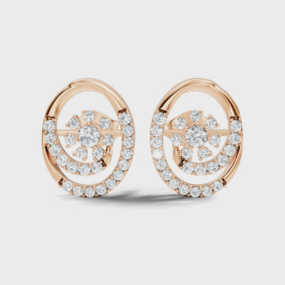 Round Shape Lab Grown- Natural Diamond Elegance Vintage Diamond 14k Solid Gold Earrings For  Daily Wear