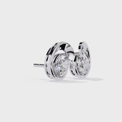 Solitaire 1.32Ct Oval Cut Lab Grown Diamond Antique Cluster Elegant Dainty Daily Wear Stud Earring Gift For Her