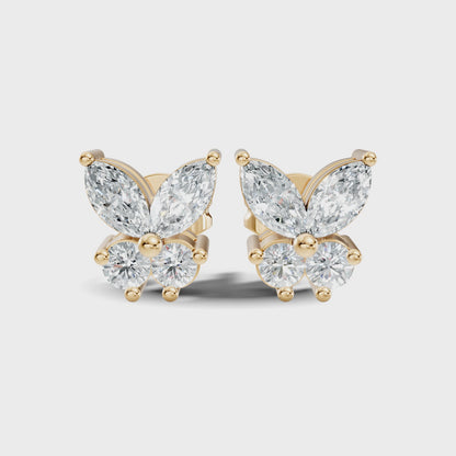 Marquise Cut Lab Grown Butterfly Shape Stud Diamond Earring