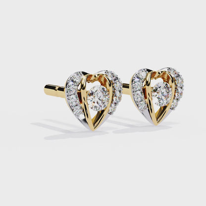 Heart Shape Round Cut Top Grade Diamond Vintage Delicate Antique Handmade Screw Back Stud Earring For Women's