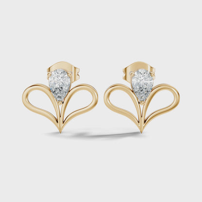 Pear Cut Lab Grown Diamond Heart Shape Open Stud Earring