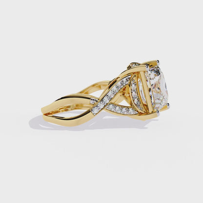 Twisted 3.47Ct Princess And Round Cut Diamond Antique Elegant Stunning Perfect Classic Engagement Ring