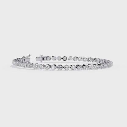2.62Ct Round Cut Top Grade Diamond Unique Bezel Set Simple Delicate Cluster Tennis Bracelet Gift For Her