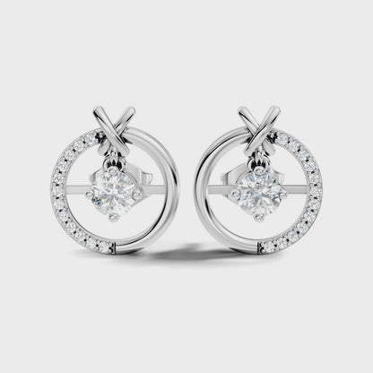 Round Cut Lab Grown Diamond Circle Halo Stud Earring