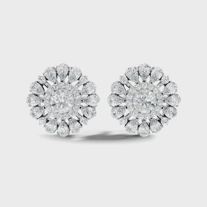 Round Center Lab Grown Diamond Pear Halo Stud Earring