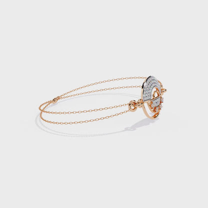 Round Cut Top Grade Diamond Unique 14k Solid Rose Gold Minimalist Handcrafted Cuff Bracelet For Women's