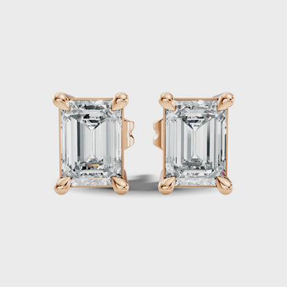 0.92 CT Emerald Cut Lab Grown Diamond Stud Earring