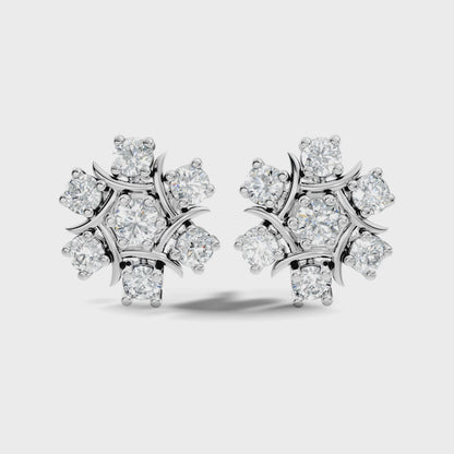 Round Lab Grown Diamond Cluster Starburst Stud Earring