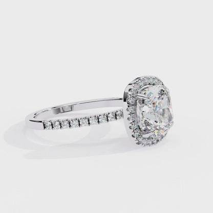 2.09 Carat Cushion Cut Lab Grown Diamond with 10k Gold Setting Inspired Dainty Ring for Women