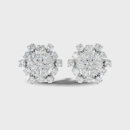Round Lab Grown Diamond Vintage Stud Earring