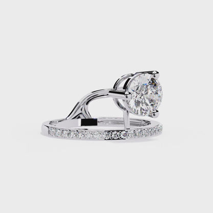 10k Solid White Gold 1.51Ct Round Cut Diamond Dainty Split Minimalist Party Wear Ring For Her