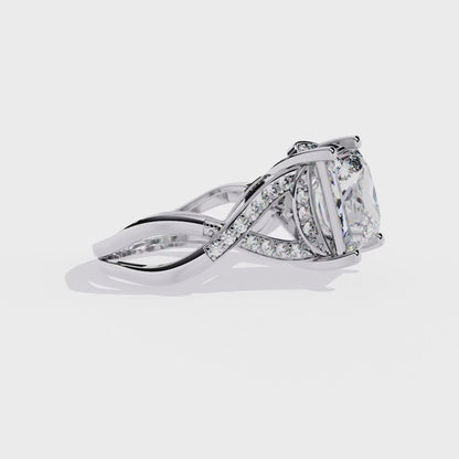 Twisted 3.47Ct Princess And Round Cut Diamond Antique Elegant Stunning Perfect Classic Engagement Ring