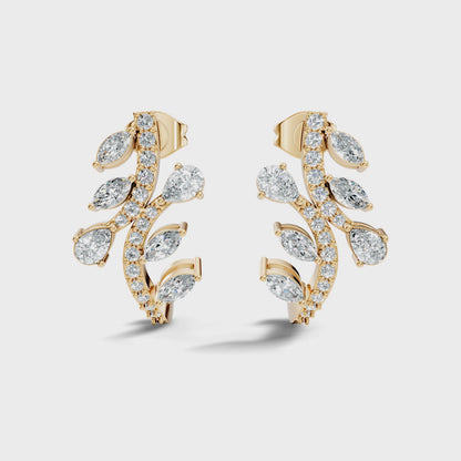 0.50 Ct Pear and Round Lab Grown Diamond Leaf Stud Earring