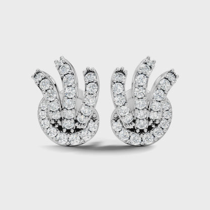 Round Cut Lab Grown Diamond Unique Classic Stud 18k Gold Earring