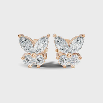 Marquise Cut Lab Grown Butterfly Shape Stud Diamond Earring