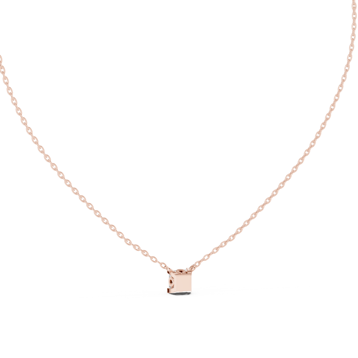 Princess Shape Four Prong Set 14K Gold Lab Grown Diamond Pendant Alternate Angle