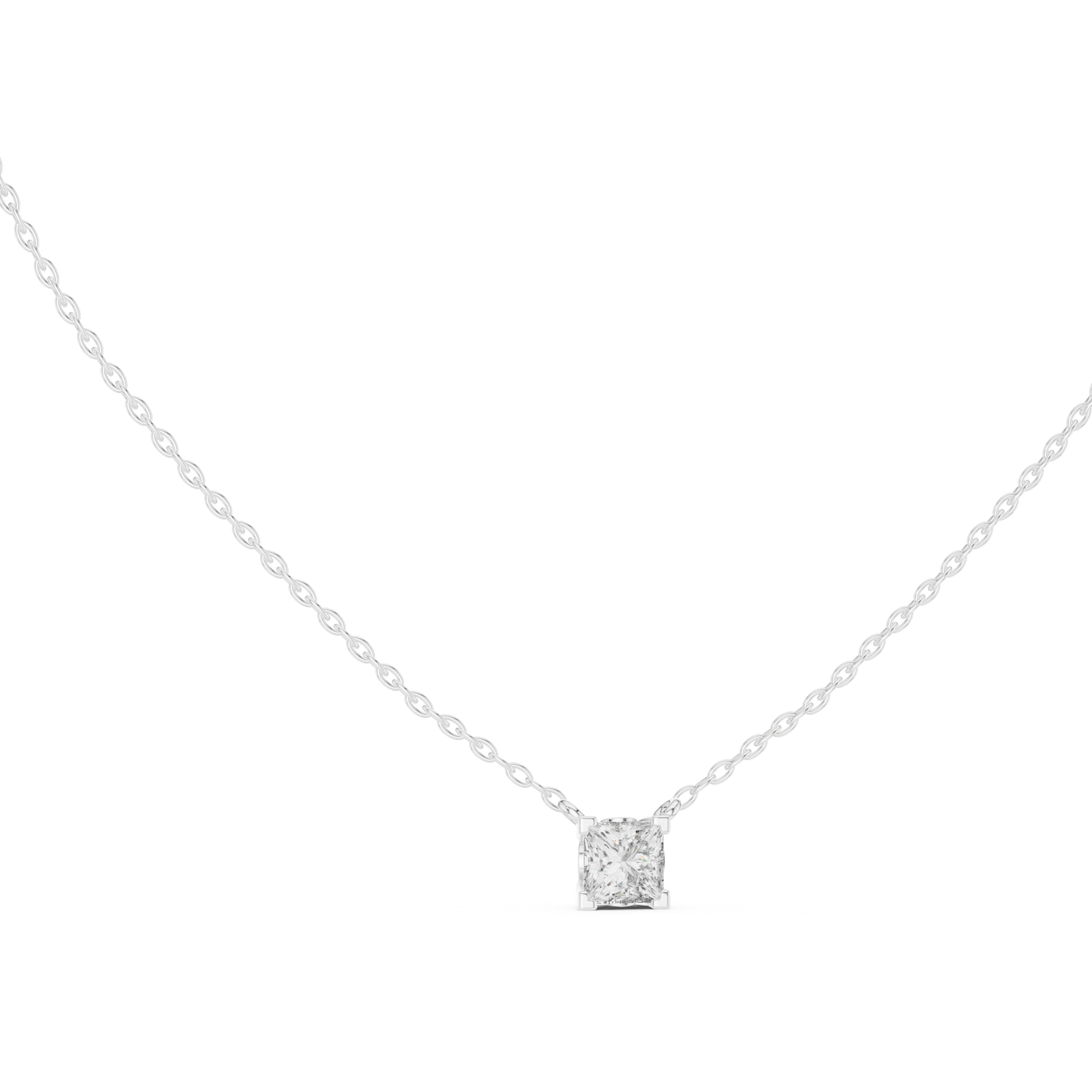 Elegant Princess Cut Solitaire Pendant 14K Gold Timeless Minimalist Jewelry For Women - HIGHCARAT DIAMONDS
