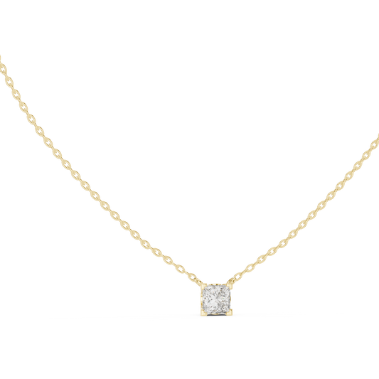 Elegant Princess Cut Solitaire Pendant 14K Gold Timeless Minimalist Jewelry For Women - HIGHCARAT DIAMONDS