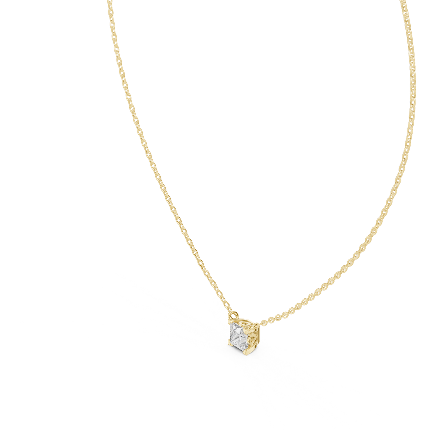Elegant Princess Cut Solitaire Pendant 14K Gold Timeless Minimalist Jewelry For Women - HIGHCARAT DIAMONDS