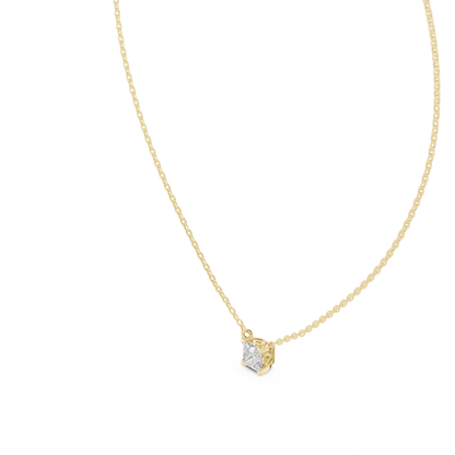Elegant Princess Cut Solitaire Pendant 14K Gold Timeless Minimalist Jewelry For Women - HIGHCARAT DIAMONDS