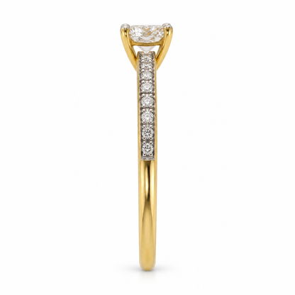 Lilly Cut Diamond Yellow Gold Side Round Diamond Ring