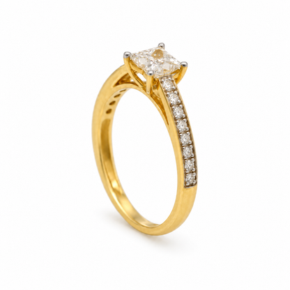Lilly Cut Diamond Yellow Gold Side Round Diamond Ring