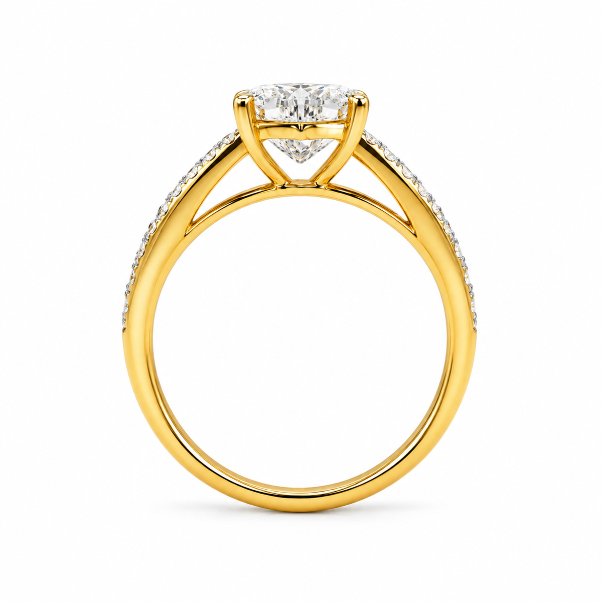 Lilly Cut Diamond Yellow Gold Side Round Diamond Ring