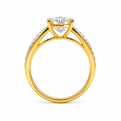 Lilly Cut Diamond Yellow Gold Side Round Diamond Ring