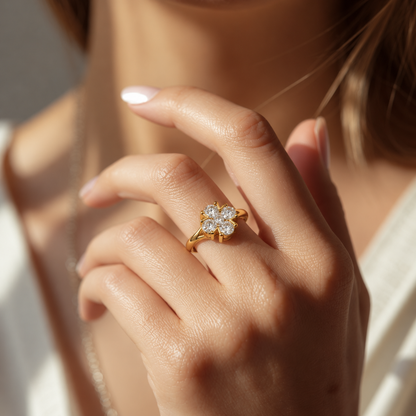 Round Cut Lab Grown Diamond Vintage 5 Stone Ring