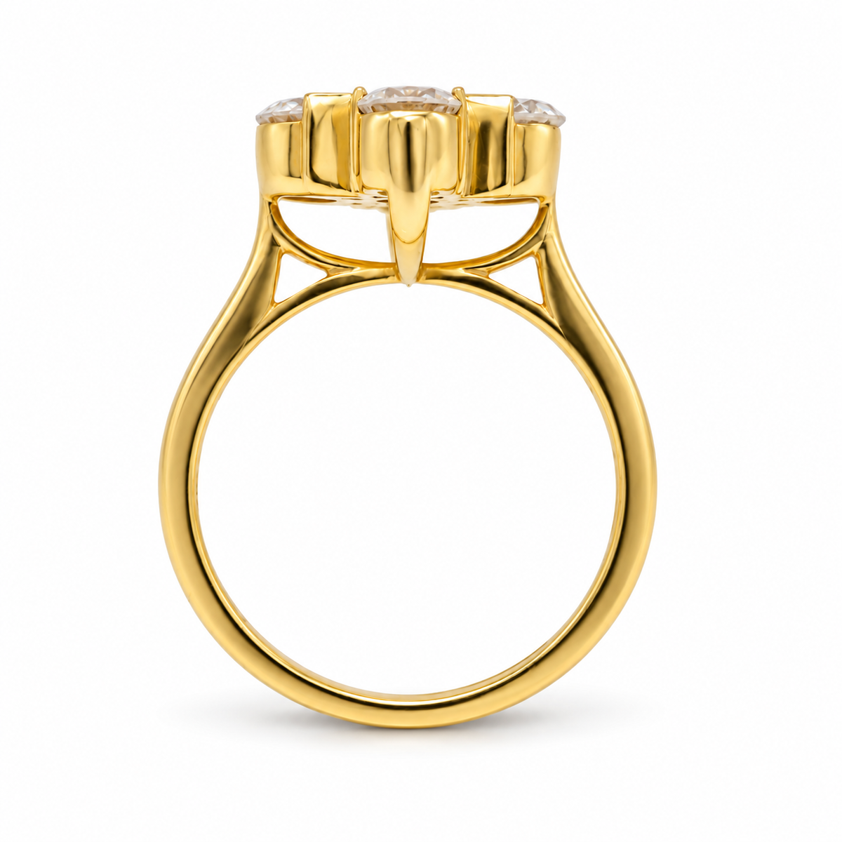 Round Cut Lab Grown Diamond Vintage 5 Stone Ring