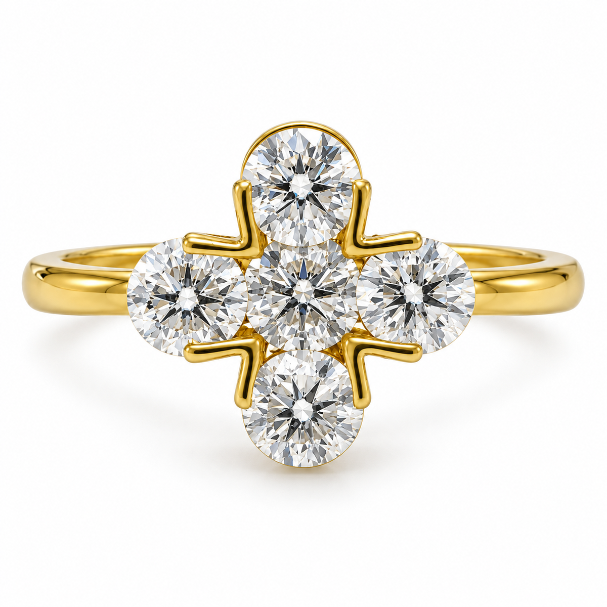 Round Cut Lab Grown Diamond Vintage 5 Stone Ring