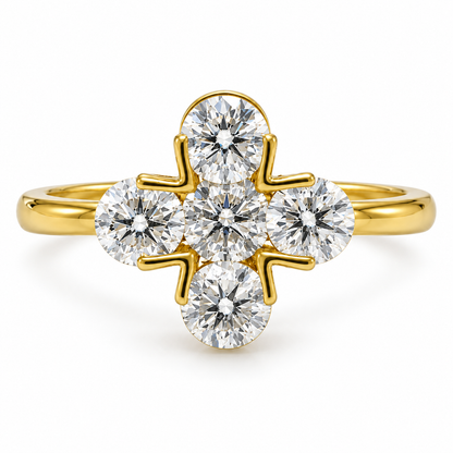 Round Cut Lab Grown Diamond Vintage 5 Stone Ring