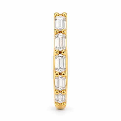 Emerald Cut Lab Grown Diamond Half Eternity Yellow Gold Band