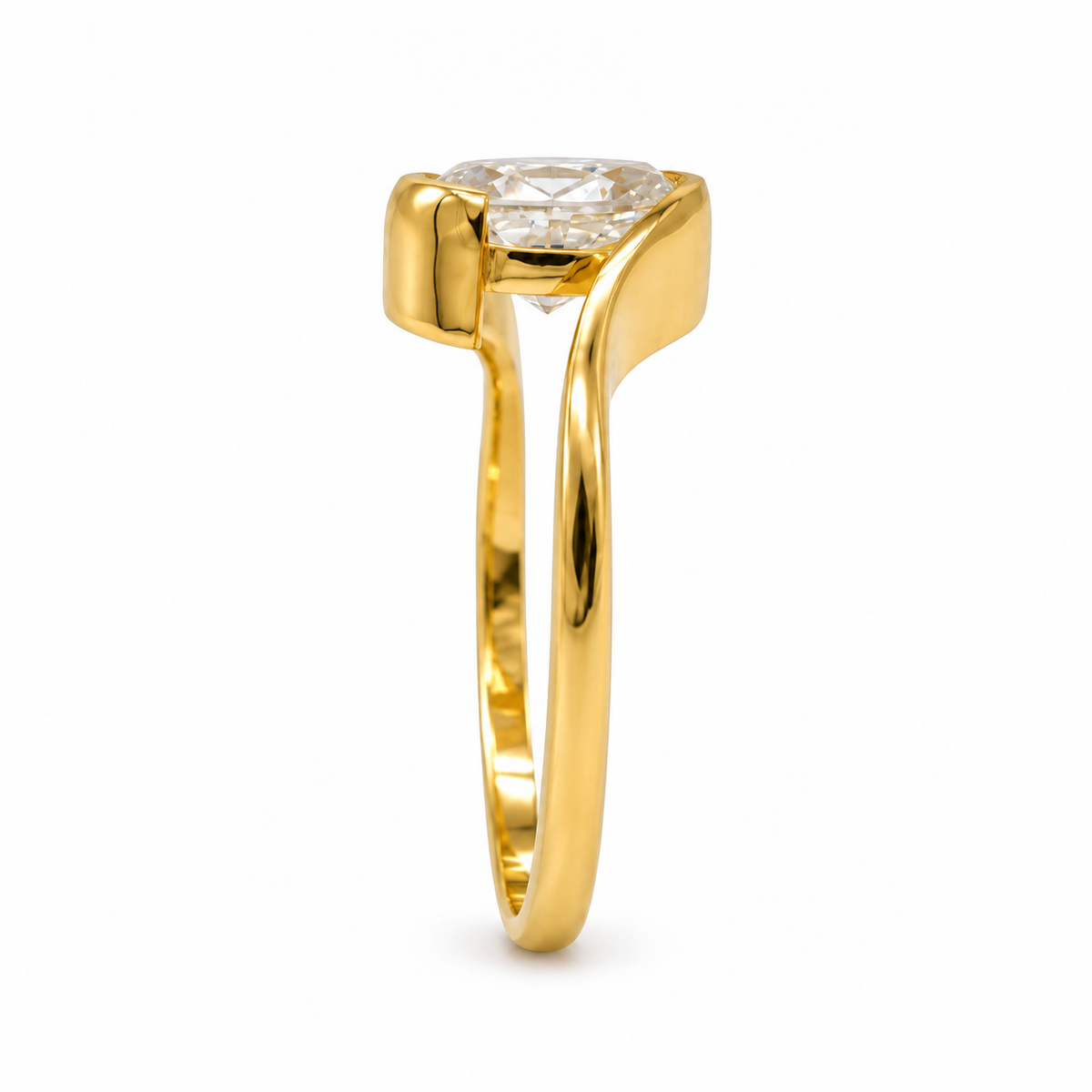 Oval Cut Lab Grown Diamond Solitaire Ring in 14k Yellow Gold