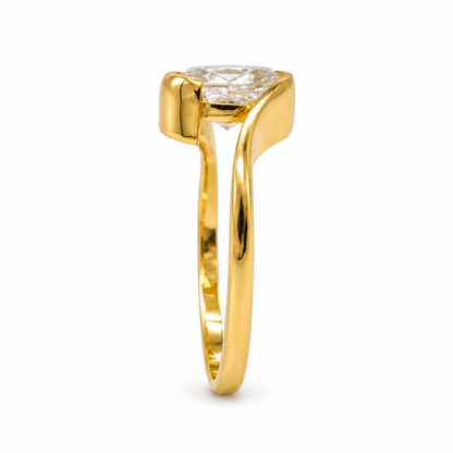 Oval Cut Lab Grown Diamond Solitaire Ring in 14k Yellow Gold