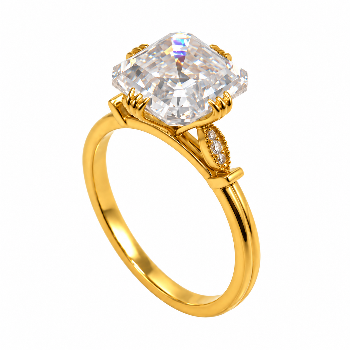 Asscher Cut Lab Grown Diamond Solitaire Ring