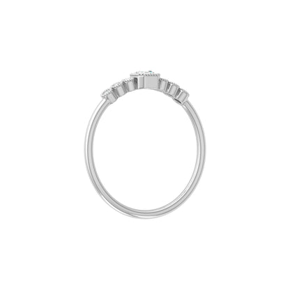 Asscher And Round Diamond Minimalist Ring 14K Solid Gold Dainty Engagement Ring For Her