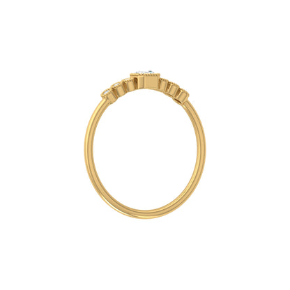 Asscher And Round Diamond Minimalist Ring 14K Solid Gold Dainty Engagement Ring For Her