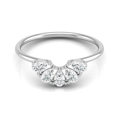 14K Solid Gold Hands Curved Diamond Band Ring Pear Marquise Round Diamond Ring