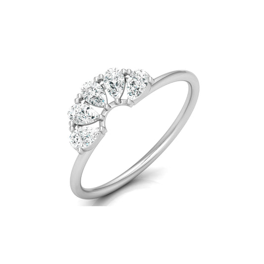 14K Solid Gold Hands Curved Diamond Band Ring Pear Marquise Round Diamond Ring