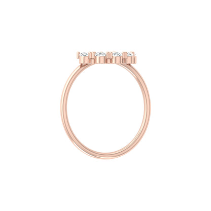 14K Solid Gold Hands Curved Diamond Band Ring Pear Marquise Round Diamond Ring