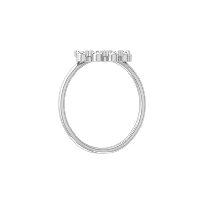 14K Solid Gold Hands Curved Diamond Band Ring Pear Marquise Round Diamond Ring