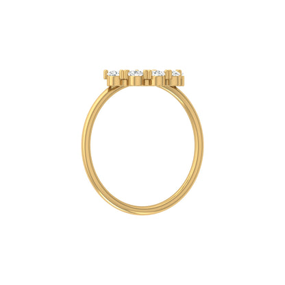 14K Solid Gold Hands Curved Diamond Band Ring Pear Marquise Round Diamond Ring
