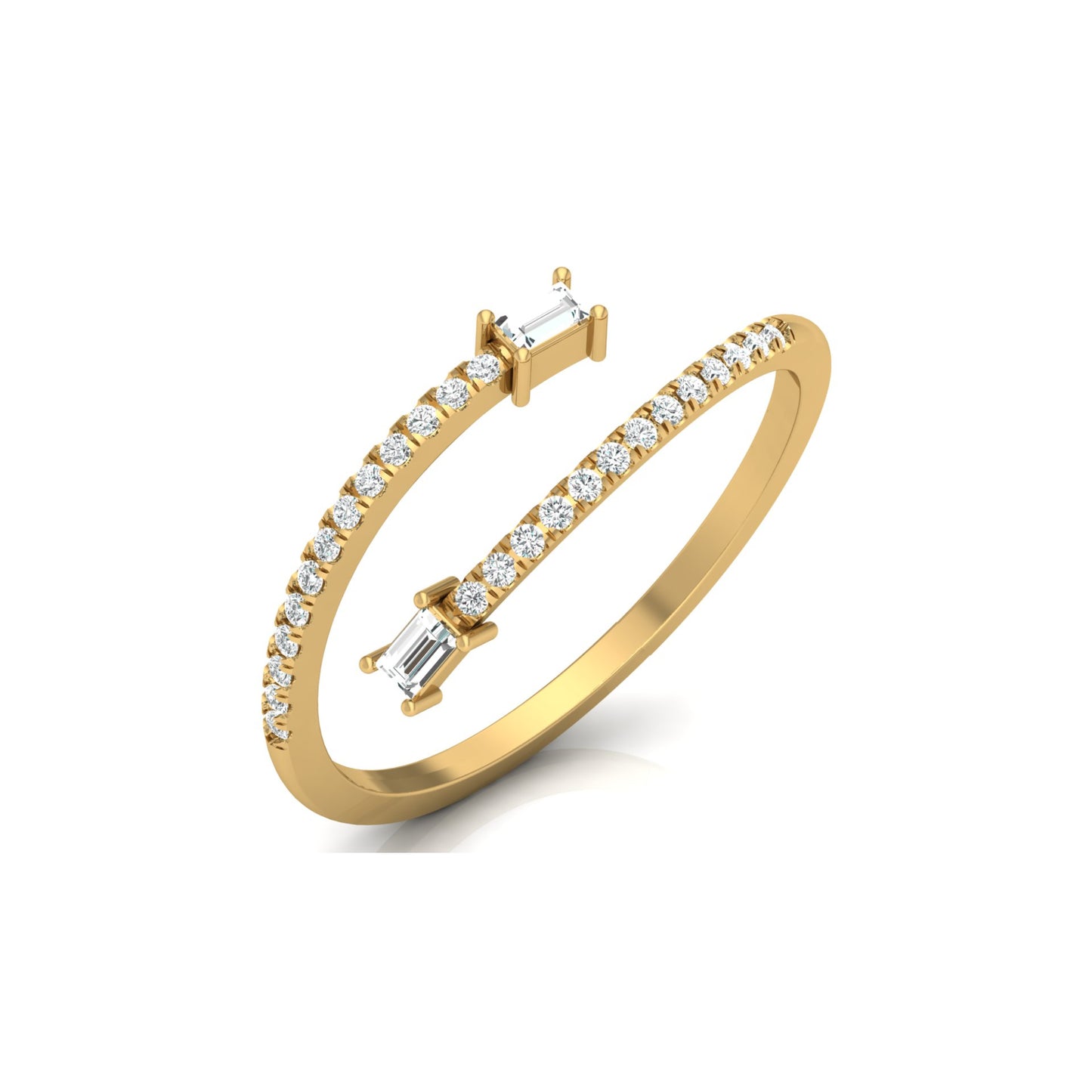 0.18 CT Baguette And Round Cut Open Cuff Engagement Ring For Women's