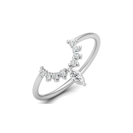 Marquise and Round Diamond Tiara Crown Ring In 14KT Gold Elegant Stacking Or Wedding Band for Women's
