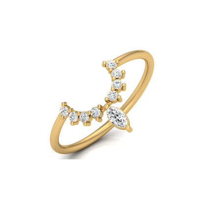 Marquise and Round Diamond Tiara Crown Ring In 14KT Gold Elegant Stacking Or Wedding Band for Women's