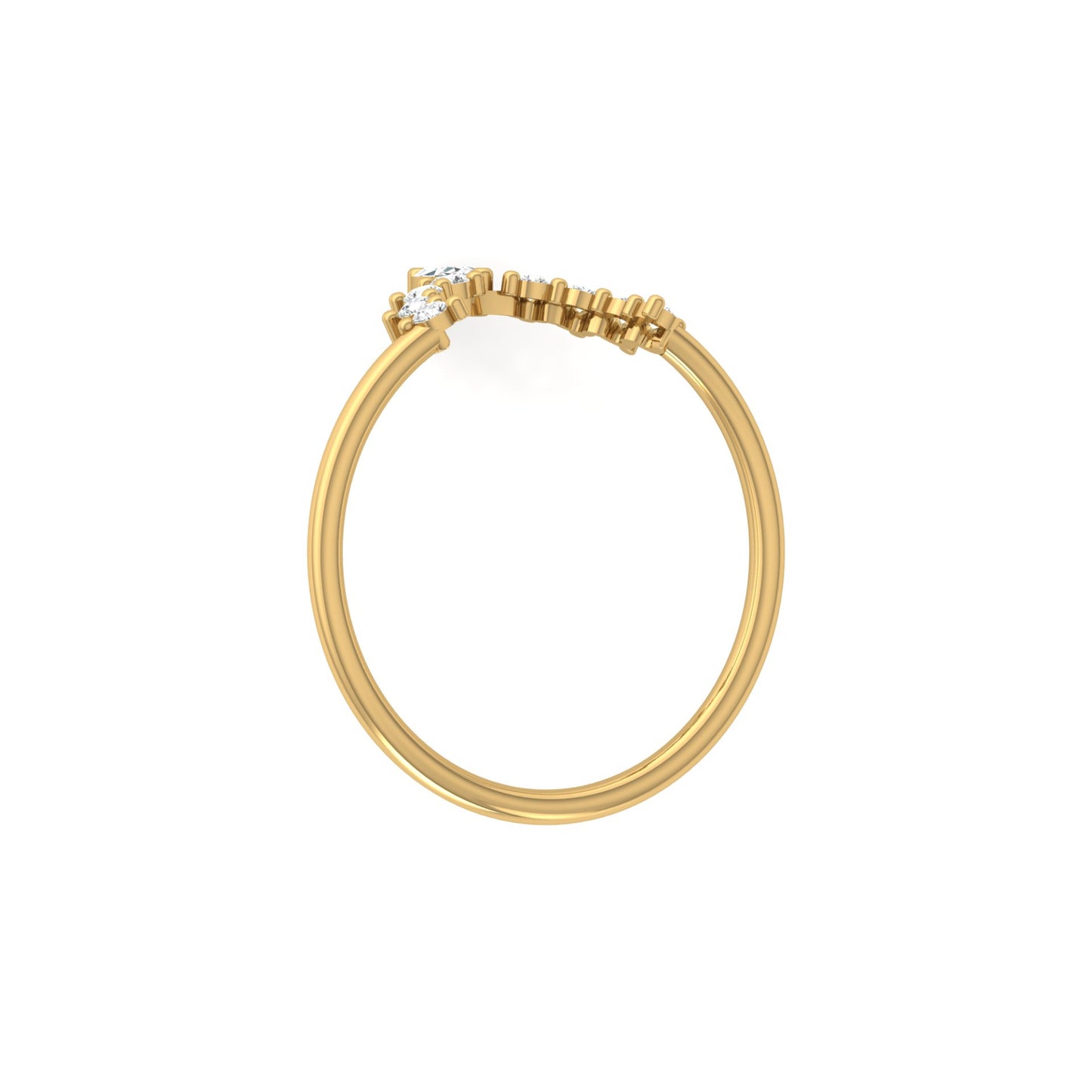 Marquise and Round Diamond Tiara Crown Ring In 14KT Gold Elegant Stacking Or Wedding Band for Women's