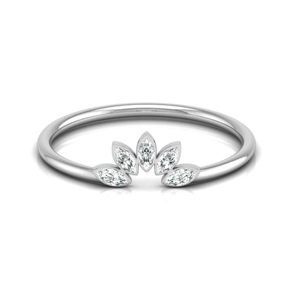 Marquise Cut Diamond Curved Wedding Band Vintage Rose Gold Marriage Ring Crown Diamond wedding